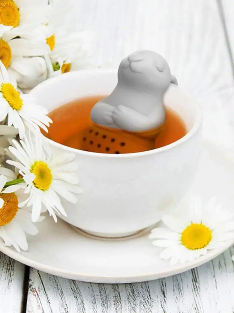 Cute Rabbit Silicone Tea Maker Bunny Tea Infuser Filter Strainer For Puer Tea Herb Tea Strainer Accessories Rabbit Tea Infuser