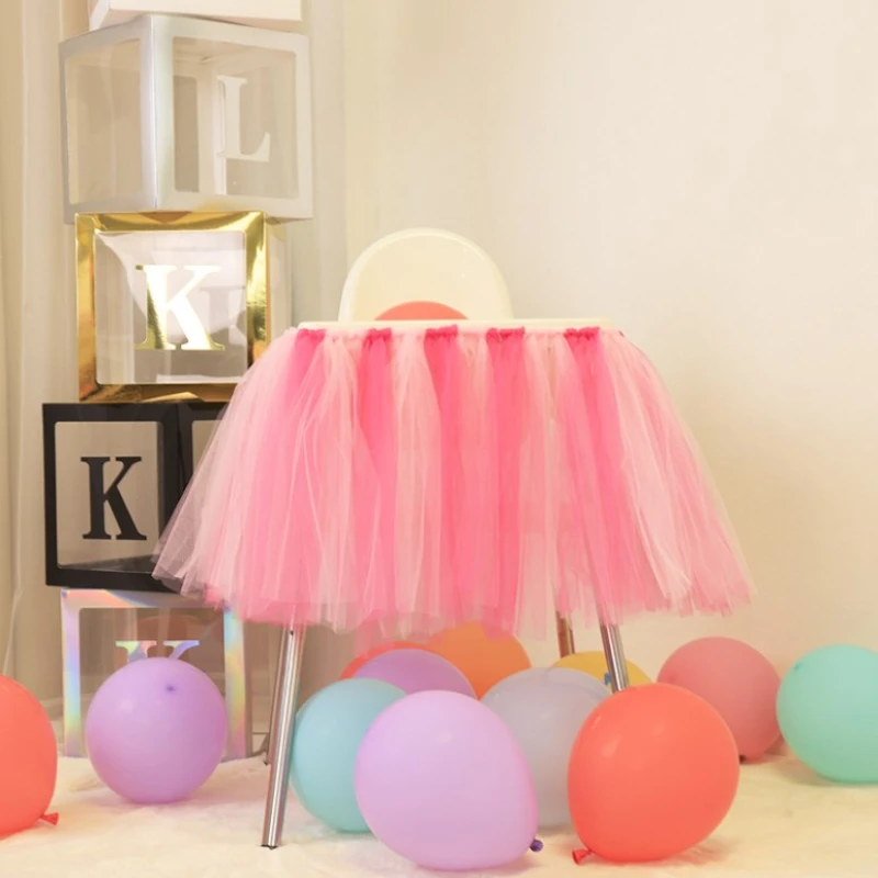 

100x80cm Net Yarn Table Skirt Birthday Party Supplies Christmas Decoration Wedding Tulle Table Skirt Dessert Baby Shower Decor