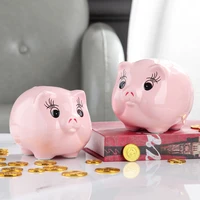 cute pig piggy bank secret storage paper money hidden safe ceramic coin money box saving living room tirelire household goods 50