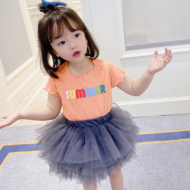 

Girls Clothing Sets 2020 New Summer T-shirt+ Tutu Skirt 2Pcs Kids Clothing Sets Baby Girls Clothes Outfits DT080