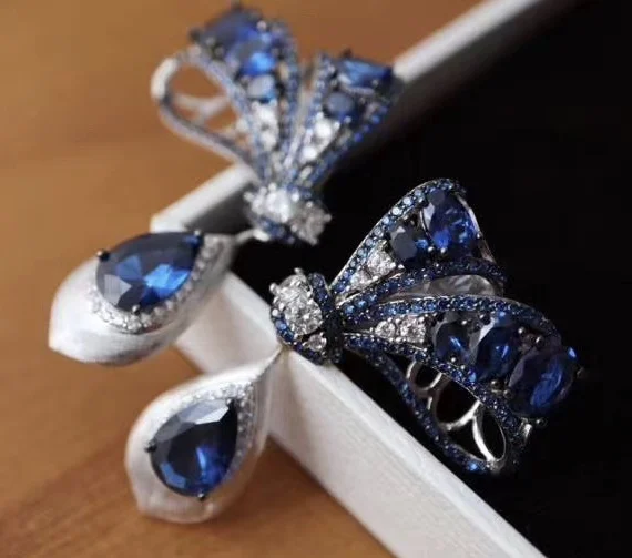 Женские серьги-капельки из серебра 925 пробы с фианитами | Украшения и аксессуары