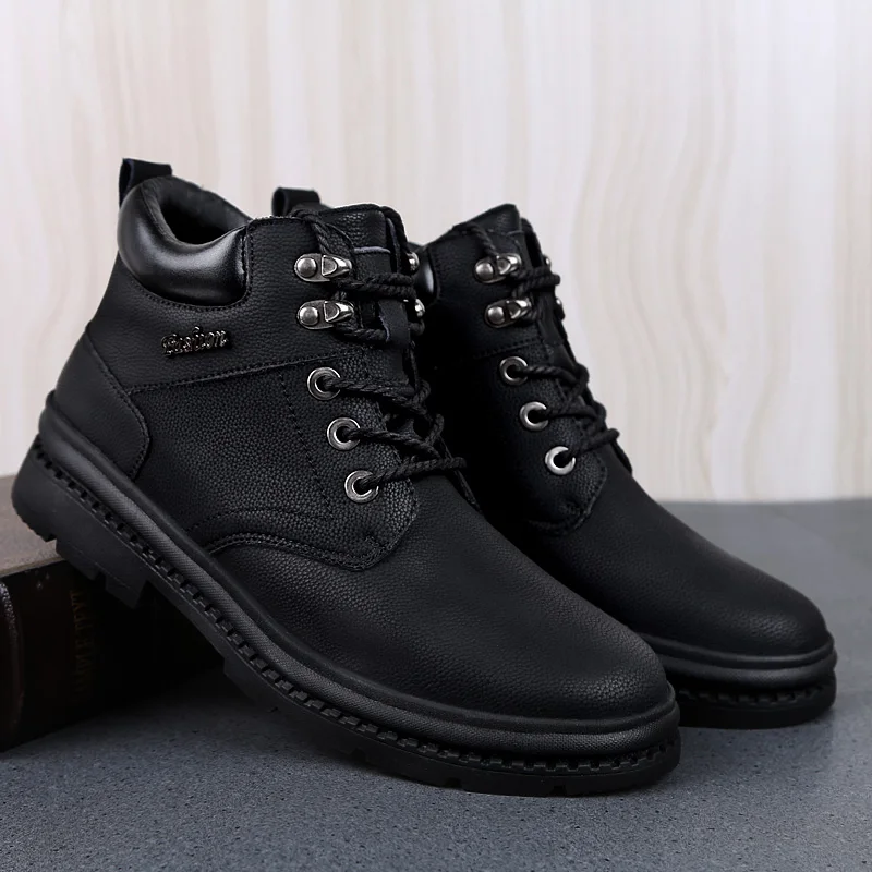 Мужские теплые ботинки ручной работы коричневые повседневные на шнуровке