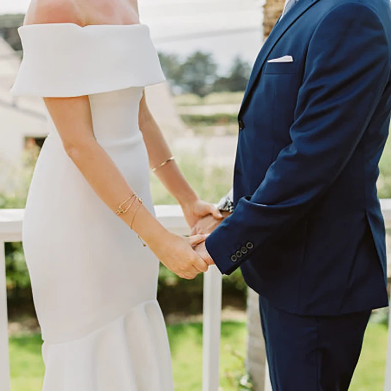 С открытыми плечами атласная Простой свадебное платье пляжные сандали труба