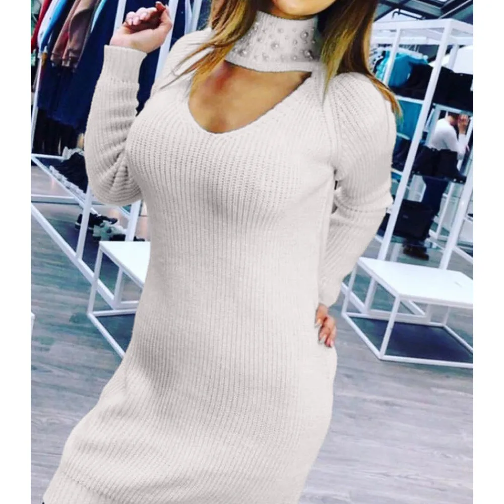 Стильная Женская водолазка V-type свитера открытой вязки осень зима вязаный