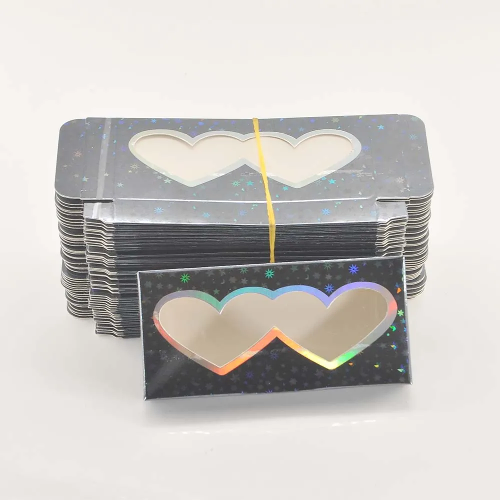 

Wholesale rectangle cardboard eyelashes box package mink eyelashes black makeup case eyelash packaging vendors fast shipping