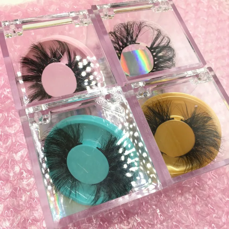 Wispy пушистые 25 мм норковые ресницы смешанные стили с кубиками прозрачные чехлы