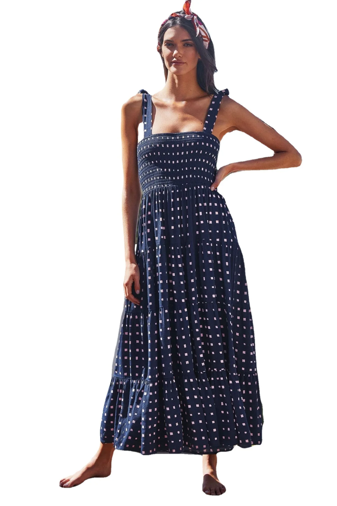

2021 Summer Women's Wear New Holiday Strap Belt Printing Long Dress Beach Skirt Bohemian Skirt