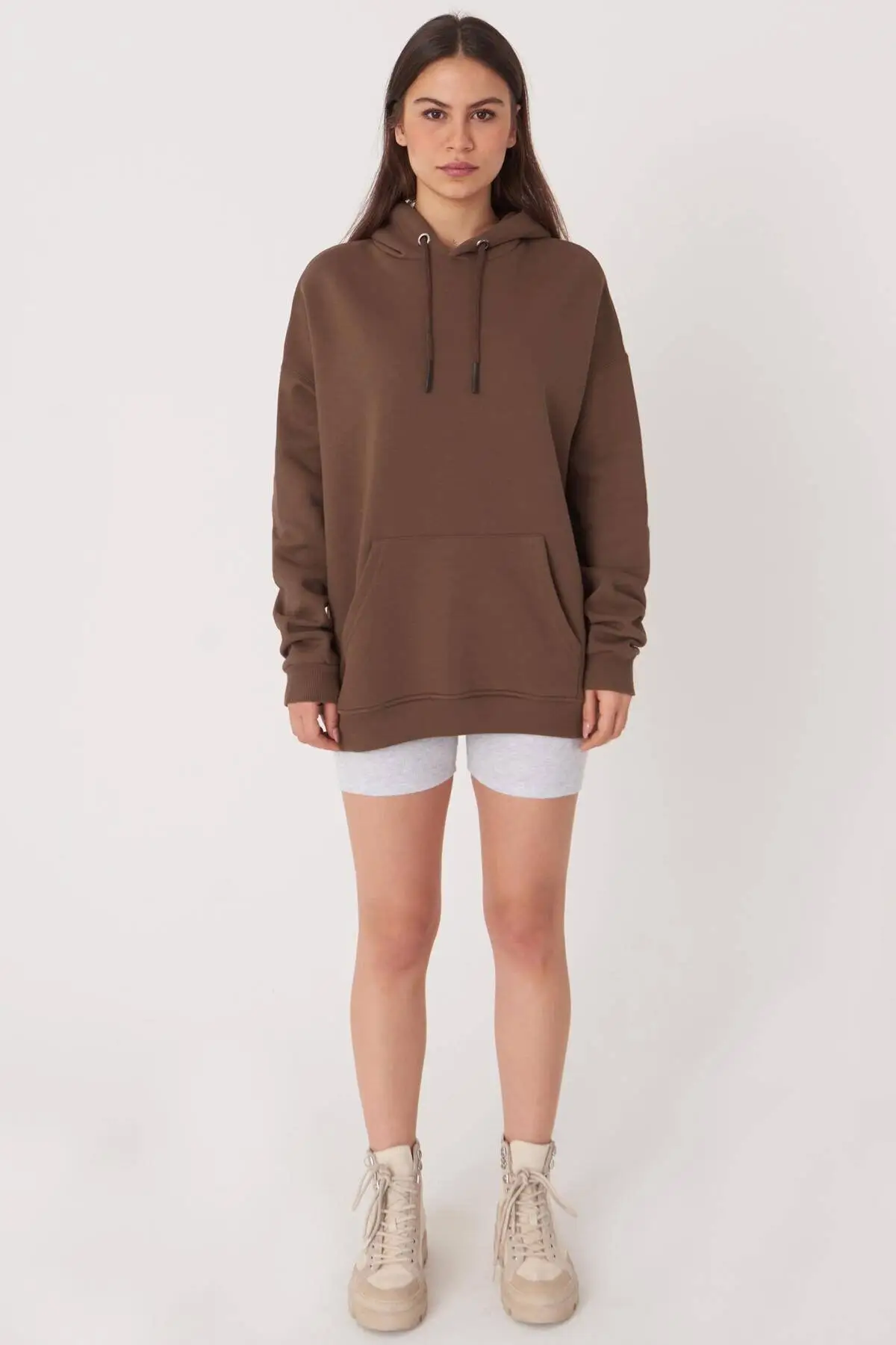 Женская толстовка с капюшоном серого цвета зимние пуловеры Длинные повседневные