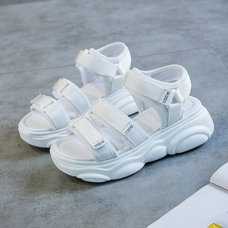 

New Platform Sandals Beach Shoes Woman Summer Heels Open Toe Thick Bottom Soft Casual for Students Black Sandalias Mujer