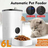 6l automatic pet feeder smart remote control 5s voice recording cat dog food dispenser wifibutton version
