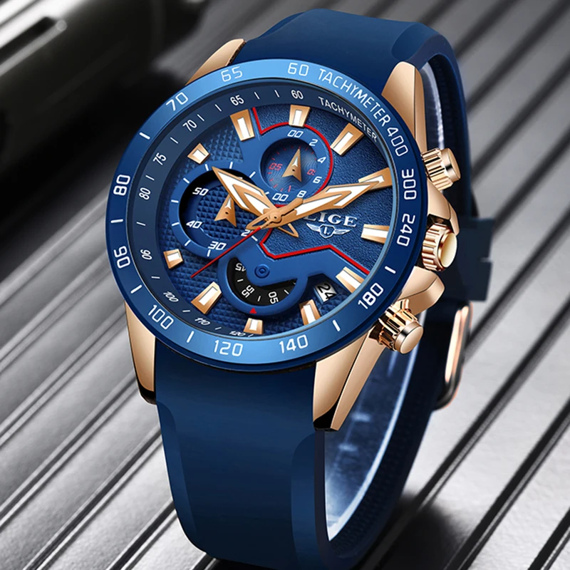 LIGE новые модные золотые часы мужские Топ бренд Роскошные Спортивные Часы