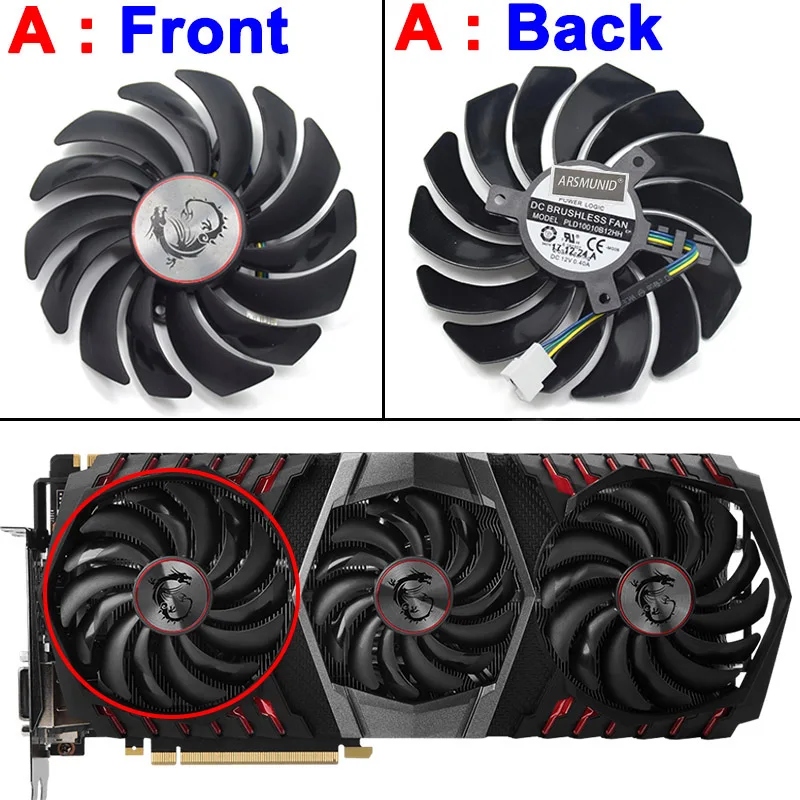 Новинка 95 мм 4 Pin PLD10010B12HH охлаждающий вентилятор Замена для MSI GEFORCE GTX 1080 TI GAMING X TRIO