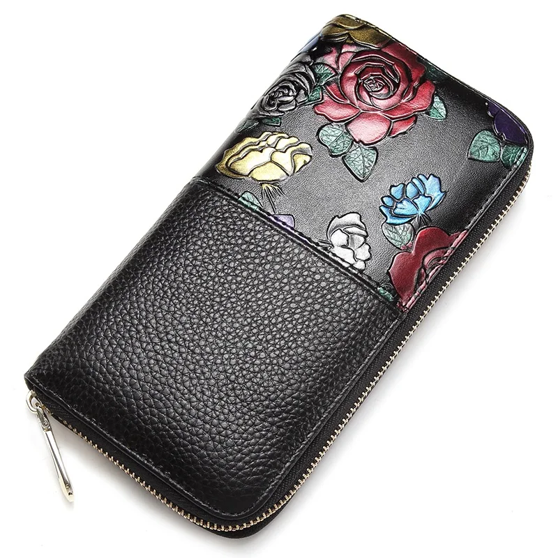 кошелек женский натуральная кожа Цветочный бумажник женскиедизайнер