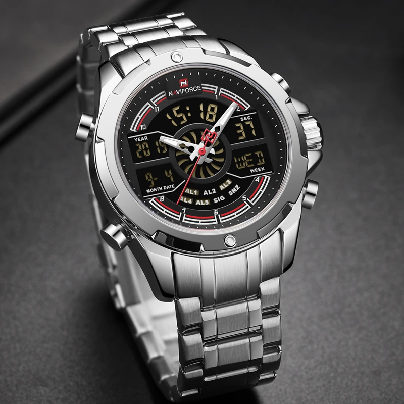 Часы наручные NAVIFORCE Мужские кварцевые брендовые Роскошные спортивные аналоговые