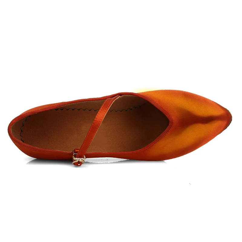 HROYL Latin Dance Shoes Women Closed Toe Ballroom Ladies Girls Cha Cha Tango Modern Dancing Shoes Sandals Silk Satin Indoor
