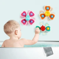 3pcsset creative baby bath toy rotating early learning smooth edge spin sucker spinning top toy for infant accessories
