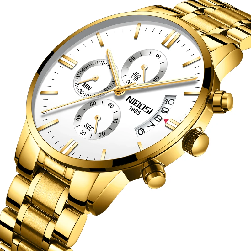 Relojes Para Hombre Deportivos NIBOSI 2018 новые бизнес часы мужские роскошные из нержавеющей стали