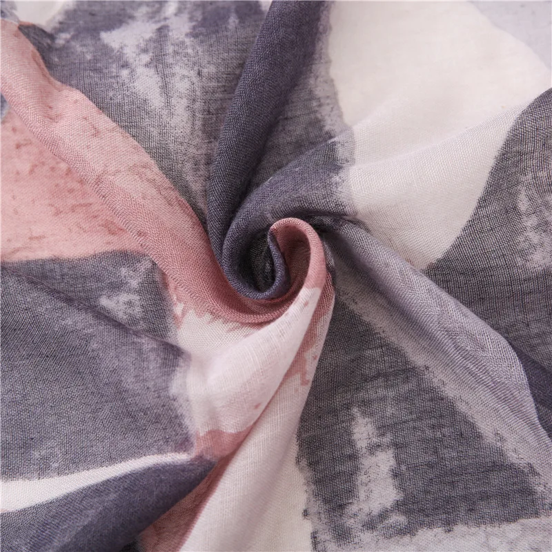 Женский хлопковый шарф хиджаб в богемном стиле с масляным принтом шали и