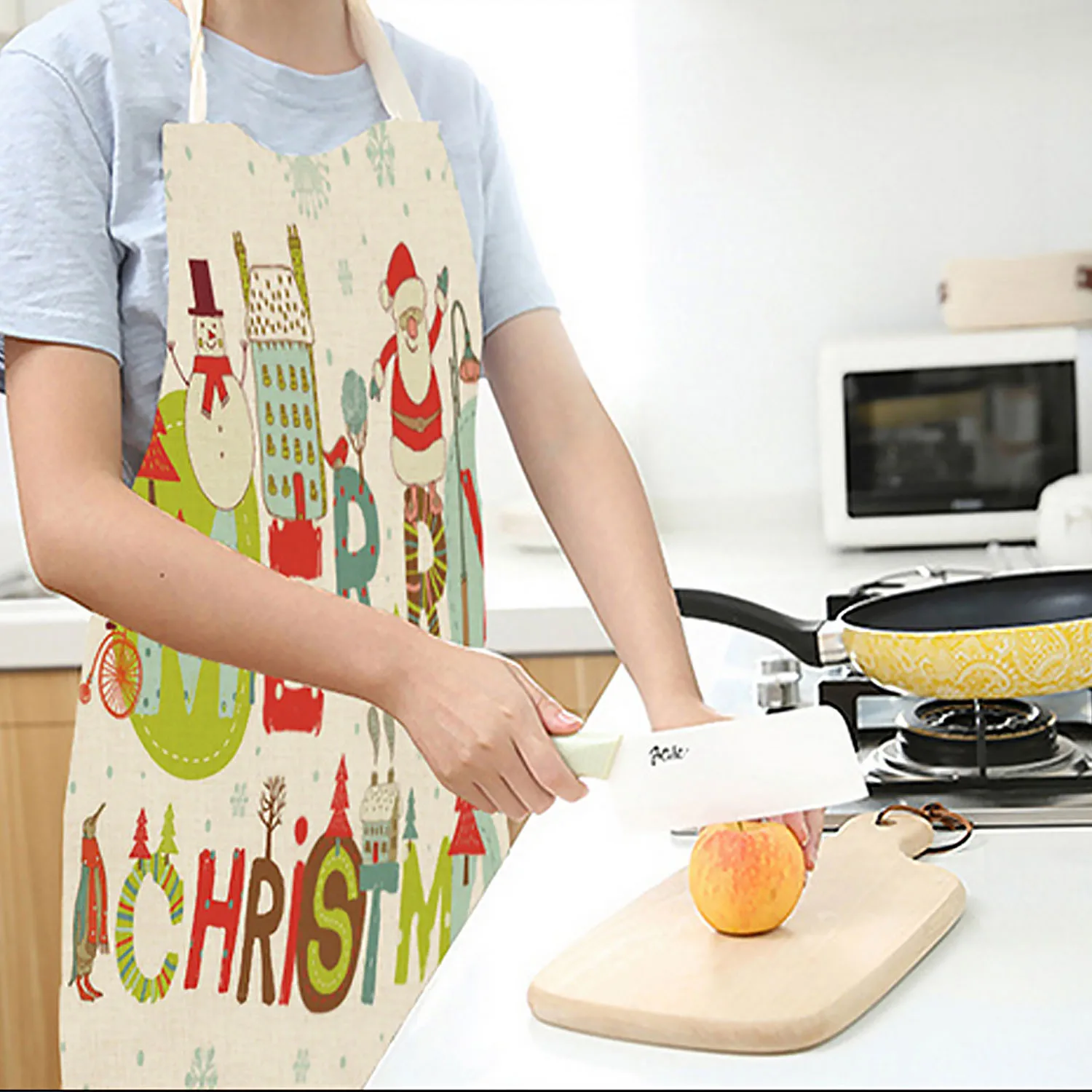 Behogar новогодний фартук футболка с забавным мультипликационным принтом Кухня