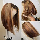 Сапфир 13х1 яркий парик Омбре коричневый медовый блонд короткий боб парик HD кружевная часть парик цветные P427 человеческие волосы парики средняя часть