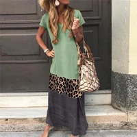 zogaa vintage leopard long dress plus size loose beach summer dress fashion casual women dress long sleeve short for choice