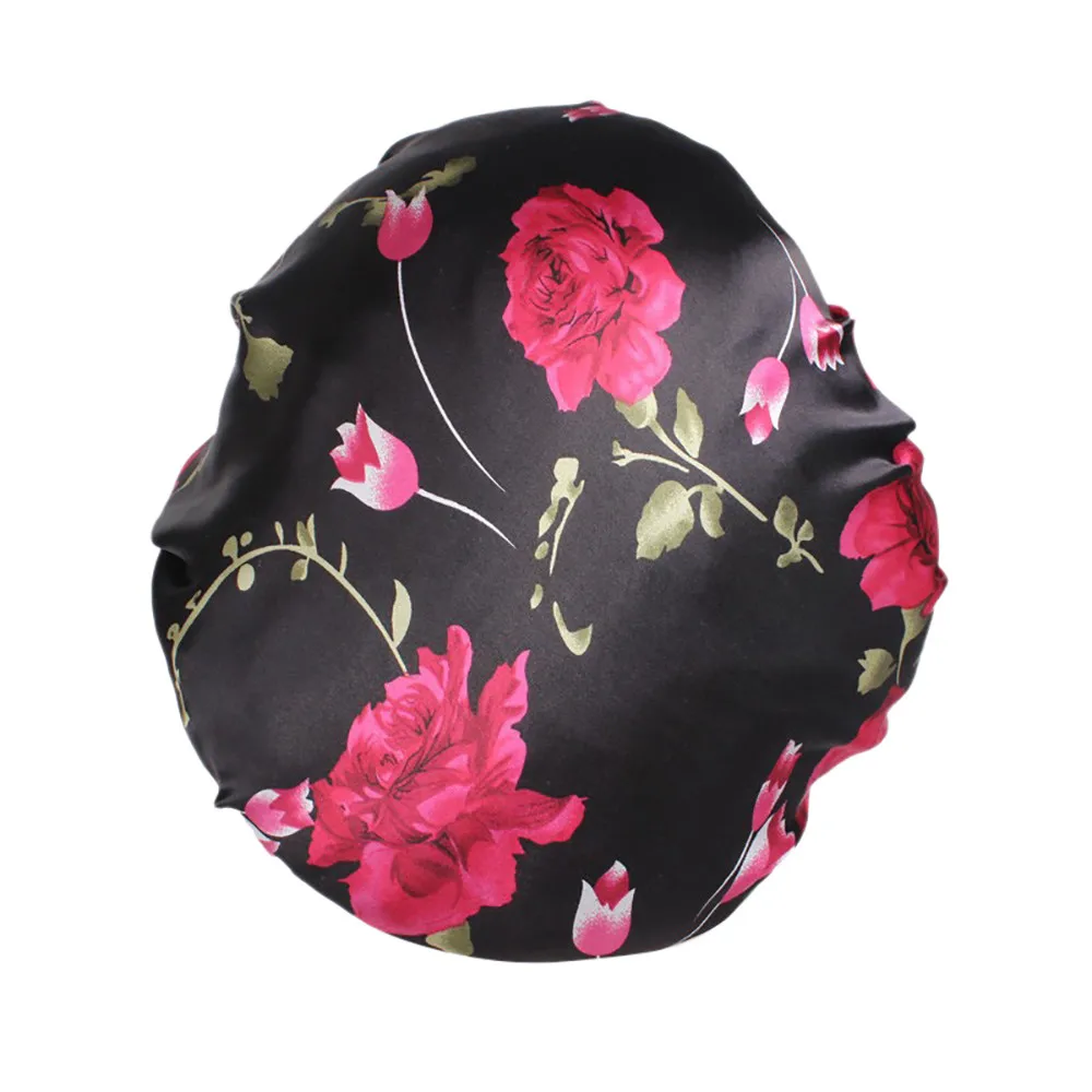 

Women's Satin Floral Wide-brimmed Hair Band Sleep Cap Muslim Hat Hair Cap Hat Printing Chemo Beanie Hat Hair Accessories NEW