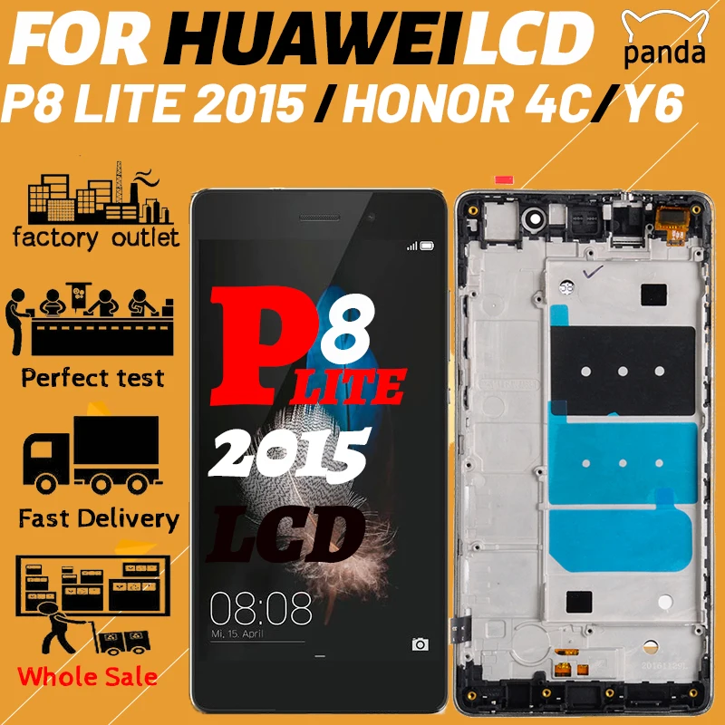 

ALE L21 Display For Huawei P8 Lite 2015 Lcd With Touch Screen Panel Digitizer Assembly Replacement With Frame