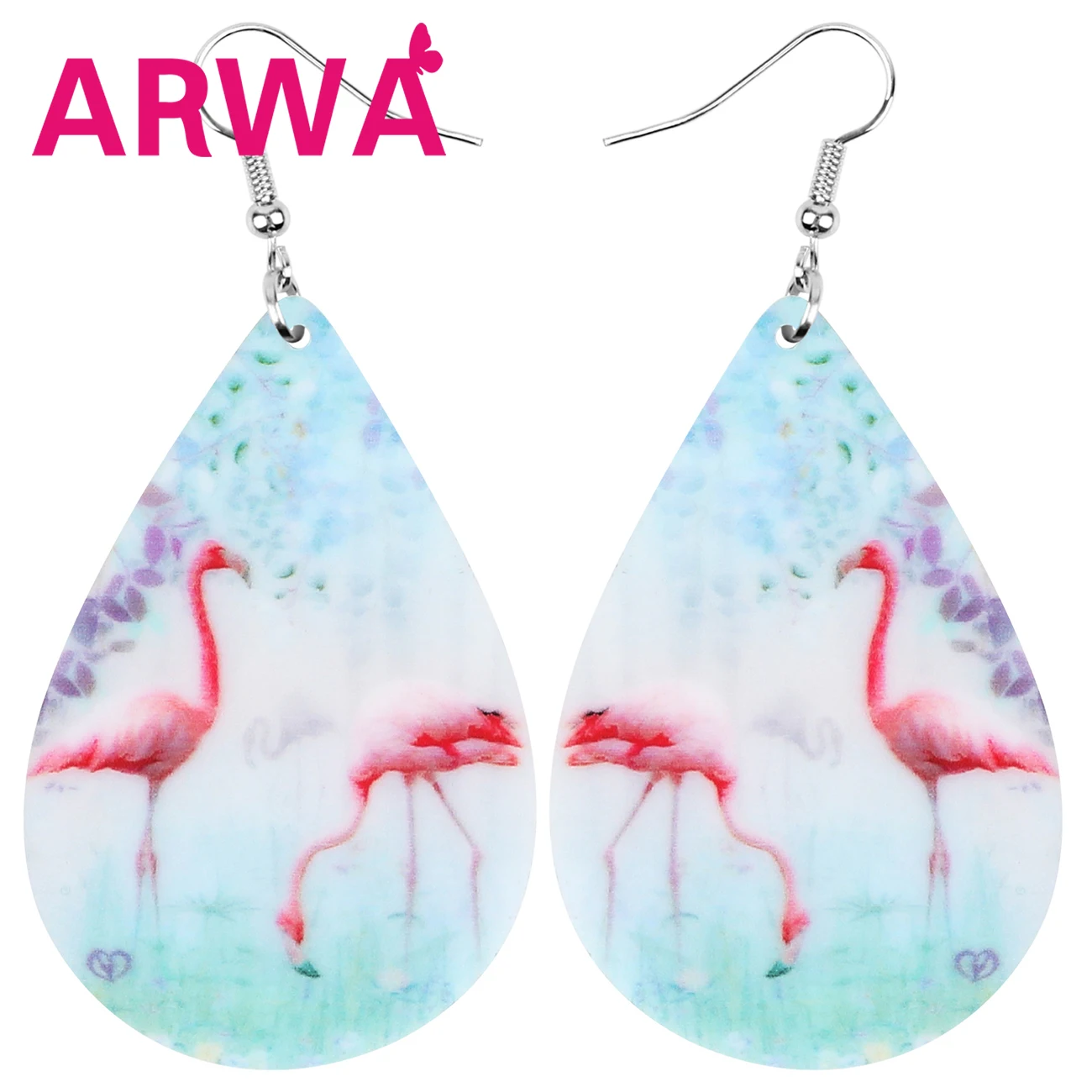 Bonsny акриловые каплевидные аниме серьги в форме Фламинго животных Висячие