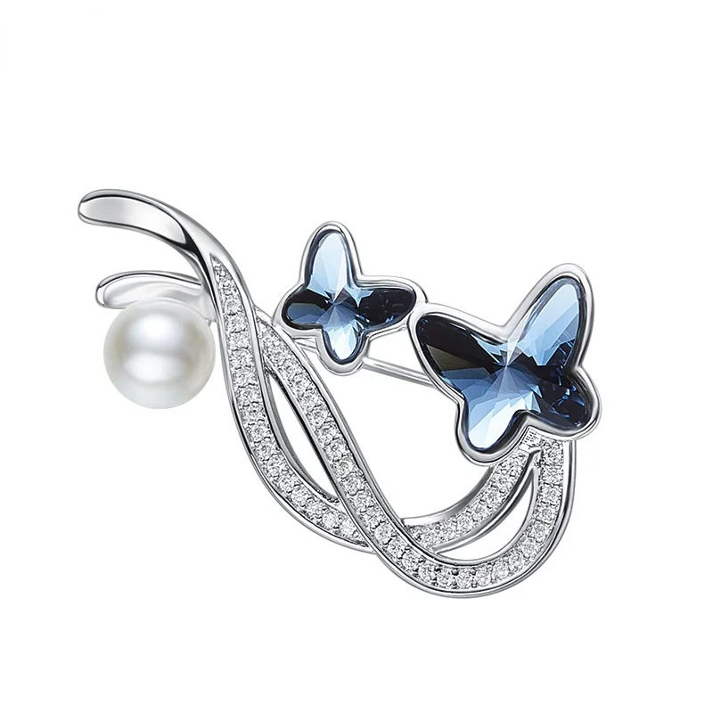 

Simple and elegant female butterfly crystal brooch with Swarovski elements trendy accessories