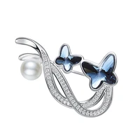 simple and elegant female butterfly crystal brooch with swarovski elements trendy accessories