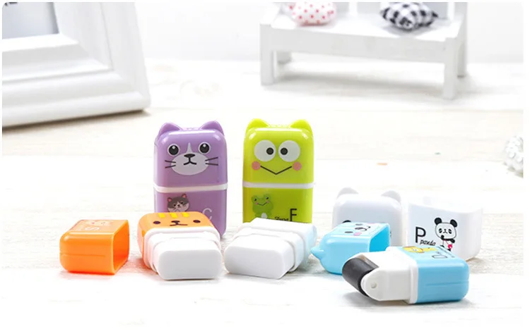 6 шт. милый мультяшный цветной прямоугольный ластик из резины для студентов