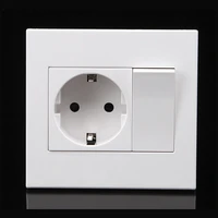 9286mm pc panel eu russia spain wall socket 16a 1 gang 1 way on off rocker light switch flame retardant pc high quality