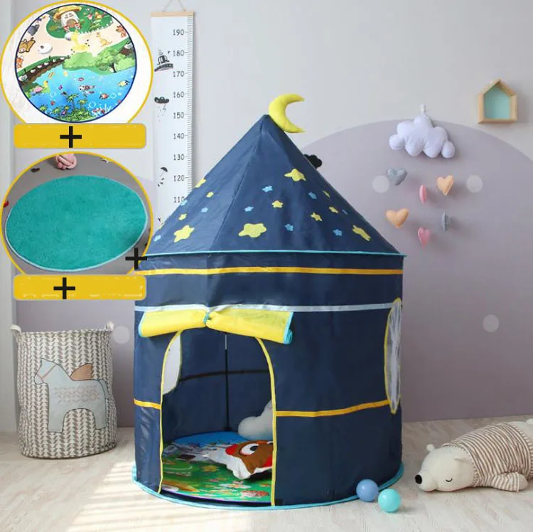 

Princess Prince Play Tent Portable Foldable Tent Children Boy Castle Play House Kids Outdoor Toy Tent for Children's Gifts