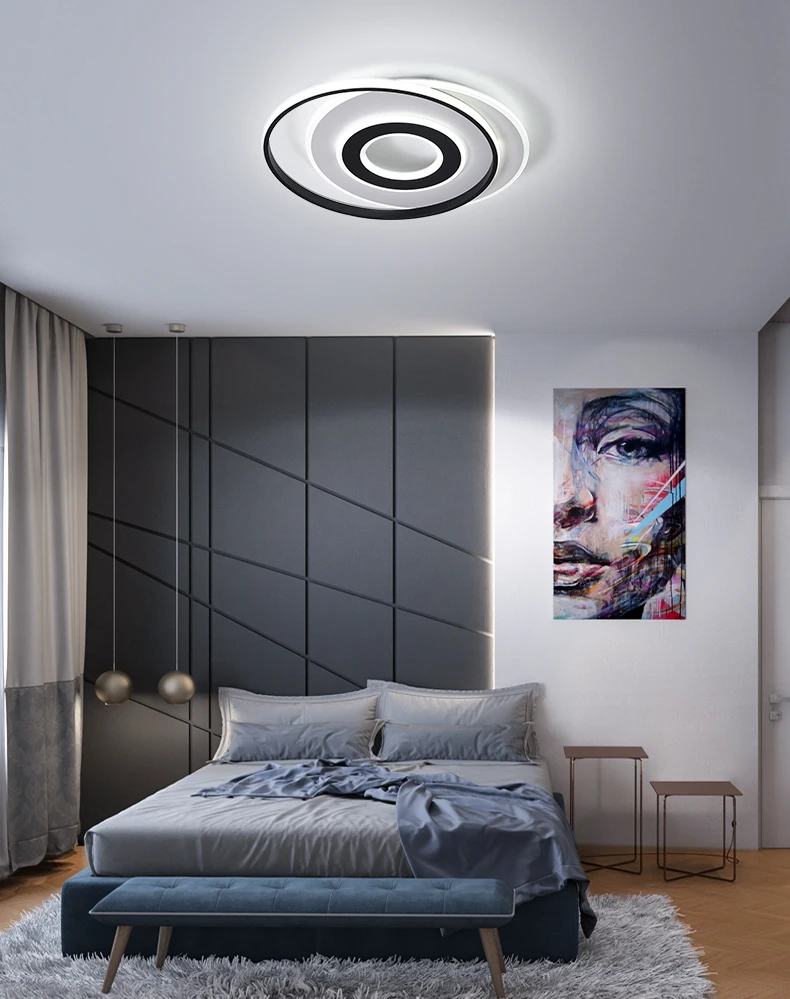 Круглая современная люстра освещение черный и белый блеск люстры ledLamp для гостиной спальни кухни Светодиодная потолочная люстра