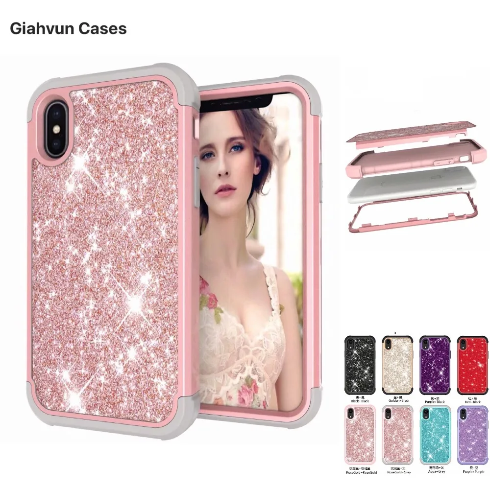 Блестящий ПК + Силиконовый чехол для iPhone XS MAX XR 6 6S 6G 7 8 S X plus 6plus 7Plus 8plus телефона |