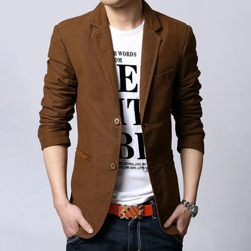 

2021 New Mens Casual Blazer Oversize Coat Male Fashion Suit Jacket Men Blazer Slim Fit Men's Clothing Vetement Homme 3 Colors