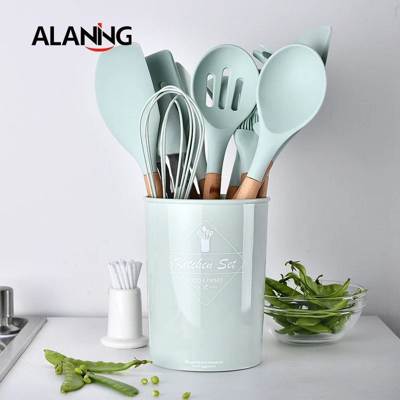 11 шт. Кухня посуда Пособия по кулинарии набор силиконовых с деревянной ручкой для