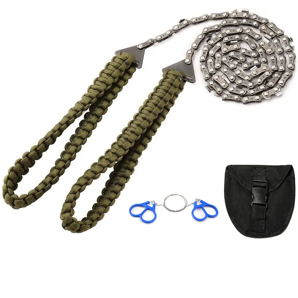 

Pocket Chainsaw with Paracord Handle 24inch Emergency Outdoor Survival Gear Folding Chain Hand Saw Fast Wood Cutting for Camping