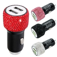 dual usb port fast charging car charger safety hammer design to help break windows in emergencies with bling rhinestones crystal