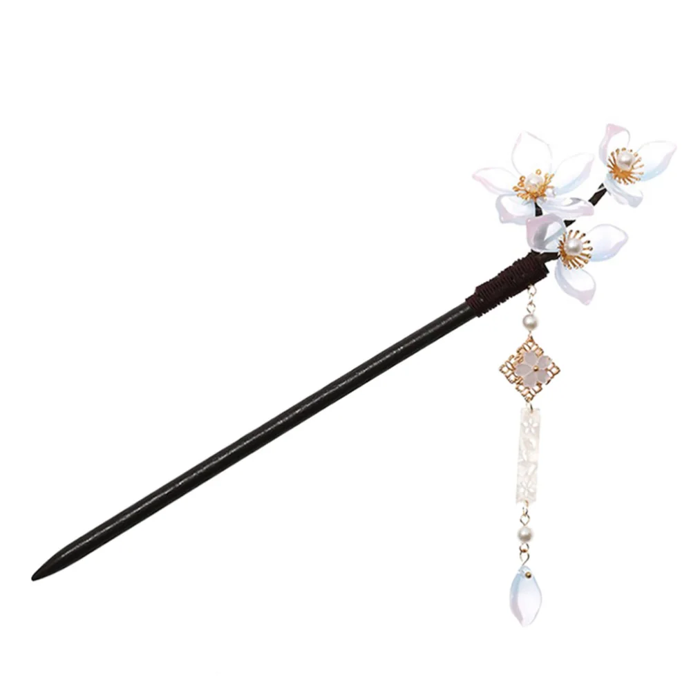 

1pc Chinese Style Hair Stick Crystal Flower Pearl Tassel Hair Chopstick for Lady
