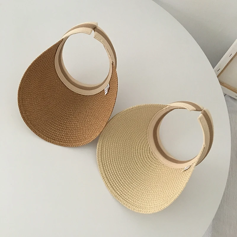 

2020 hot sale Summer lady Empty Top Sun Visor Hat Summer straw Wide Brim Sun Caps UV Protection Hat For Men And Women