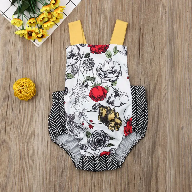

2020 Summer Toddler Kids Baby Girl Floral Romper Clothes Jumpsuit Bodysuit 0-24M