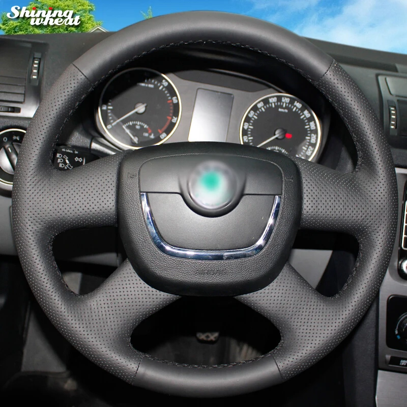 

Genuine Leather Steering Wheel Cover for Skoda Octavia Superb 2012 Fabia Skoda Octavia a 5 a5 2012 2013 Yeti