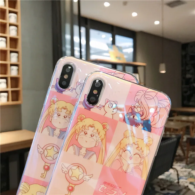 Японское аниме мультфильм милая девушка Луна Кот Мягкий чехол для телефона iPhone 12