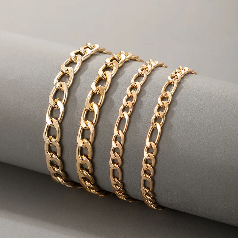 

4 шт./компл. винтажный браслет-цепочка из сплава для женщин 2021 модный трендовый браслет с подвесками в виде колец Ювелирные изделия Подарки