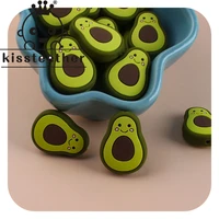 kissteether 5pcs silicone avocado beads diy baby cartoon teether shower necklace chewing pacifier dummy sensory toy accessories