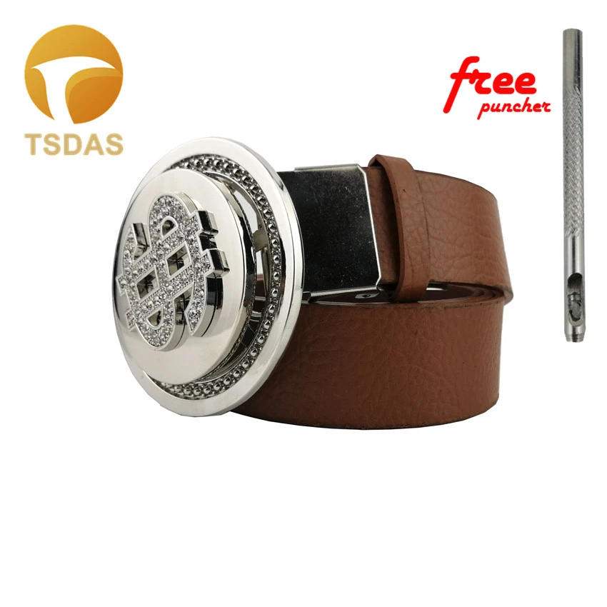 Круглые мужские пряжки для ремня Металлические долларовые Брендовые