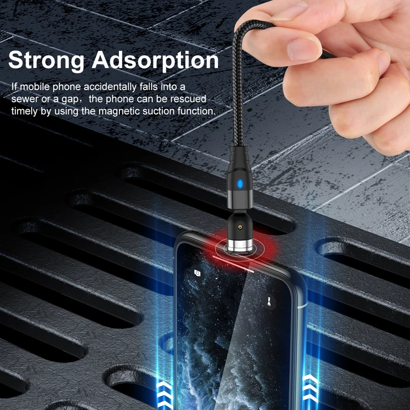 

Oppselve Magnetic Charger Cable 540 Degree Micro USB Type C Magnet Fast Charging Cable For iPhone X Samsung Android Mobile Phone