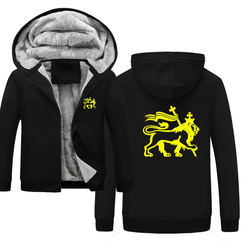Rasta Lion Of Judah Classic Autumn Winter Sweatshirt For Men Thick Zipper Coat VIKINGS Harajuku Men's Jackets Hoodies Male | Мужская