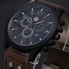 Часы наручные мужские кварцевые аналоговые, военные водонепроницаемые с кожаным ремешком, с календарем, с датой